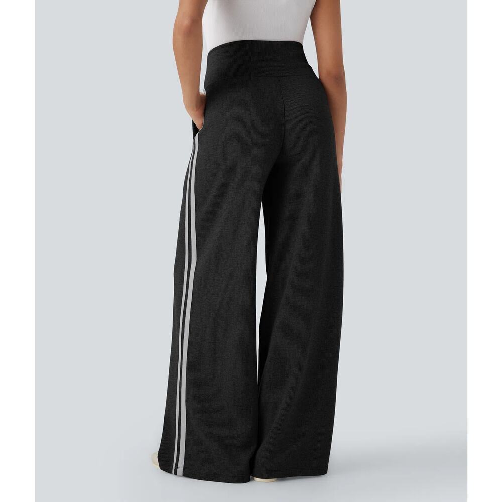 NEW Halara Women's Medium Ribbed High Waisted Tummy Control  Wide Leg Pants - Picture 2 of 10
